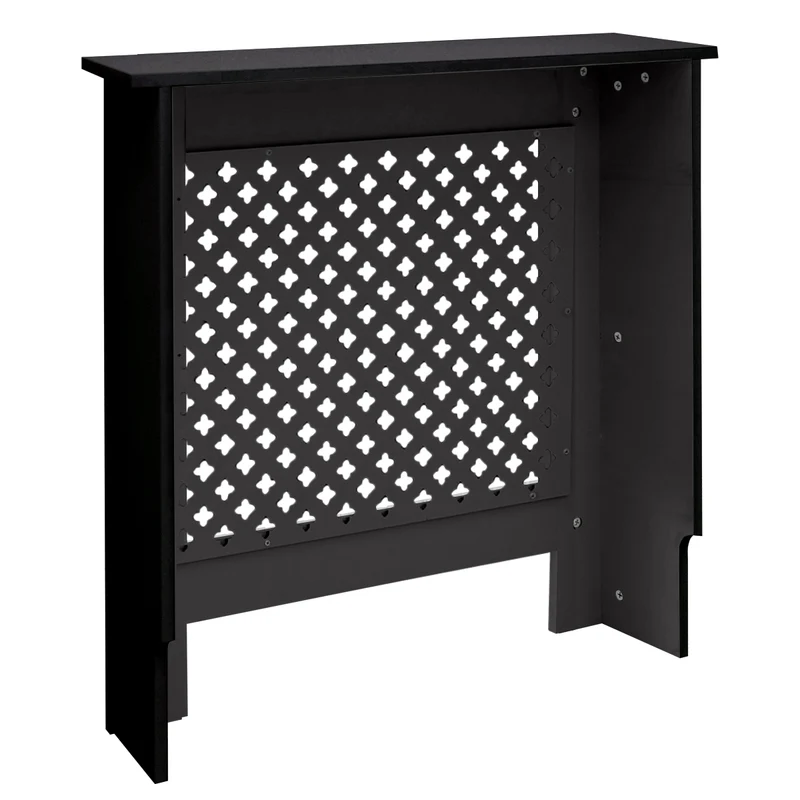 Heizkörperverkleidung 78x19x82 cm Raute Schwarz aus MDF