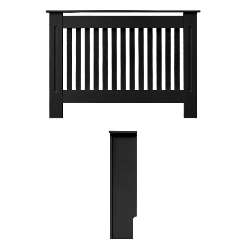 Heizkörperverkleidung 112x19x82 cm Landhaus Schwarz aus MDF