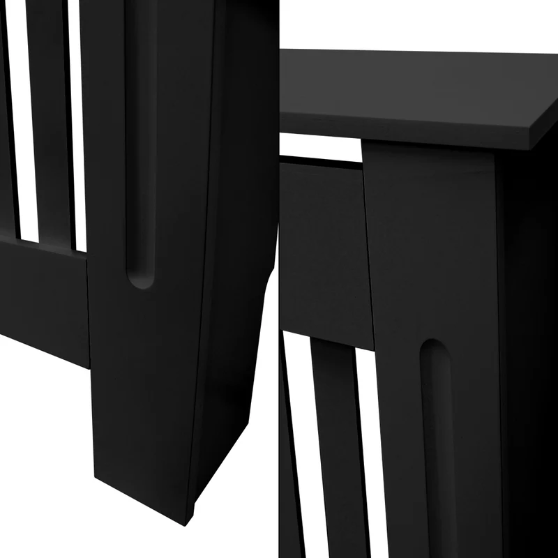 Heizkörperverkleidung 112x19x82 cm Landhaus Schwarz aus MDF