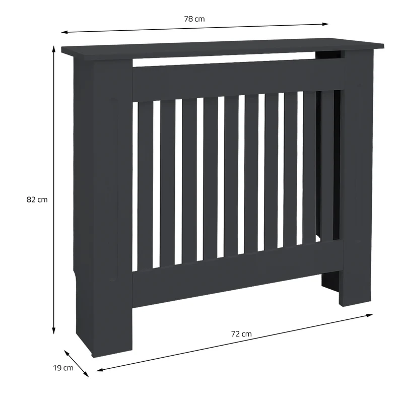 Heizkörperverkleidung 78x19x82 cm Landhaus Anthrazit aus MDF ML-Design