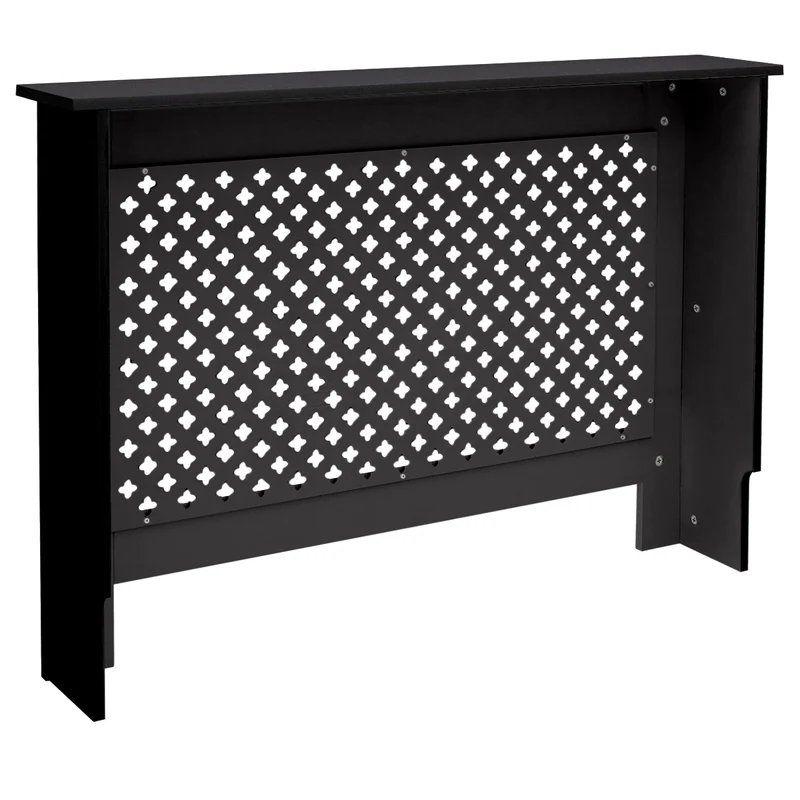 Heizkörperverkleidung 112x19x82 cm Raute Schwarz aus MDF