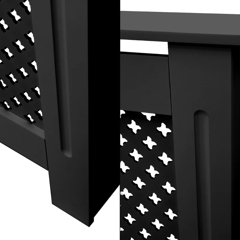 Heizkörperverkleidung 112x19x82 cm Raute Schwarz aus MDF