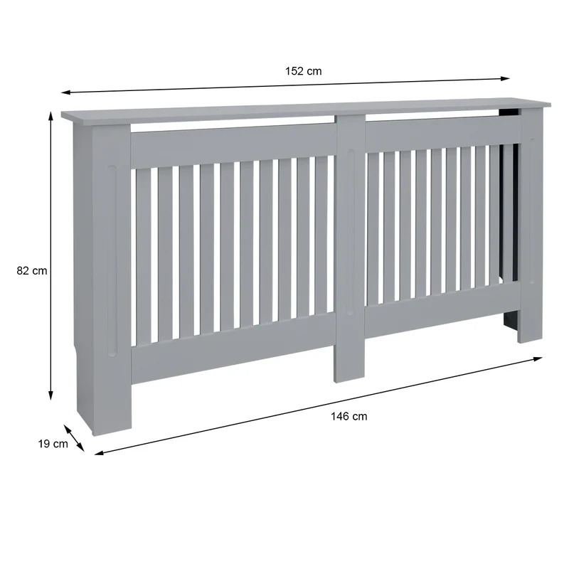 Heizkörperverkleidung 152x19x82 cm Landhaus Grau aus MDF ML-Design