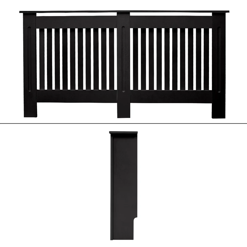 Heizkörperverkleidung 152x19x82 cm Landhaus Schwarz aus MDF