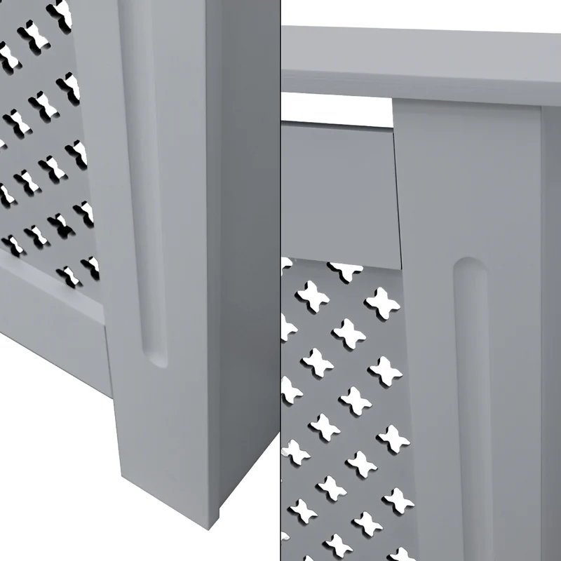 Heizkörperverkleidung 112x19x82 cm Raute Grau aus MDF ML-Design