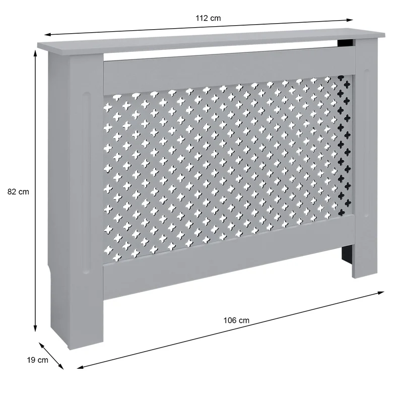 Heizkörperverkleidung 112x19x82 cm Raute Grau aus MDF ML-Design