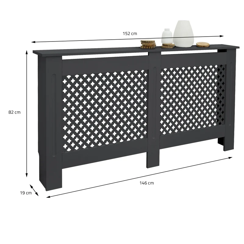Heizkörperverkleidung 152x19x82 cm Raute Anthrazit aus MDF ML-Design