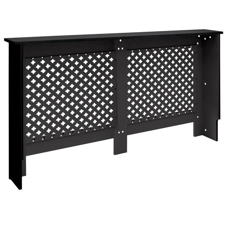 Heizkörperverkleidung 152x19x82 cm Raute Schwarz aus MDF