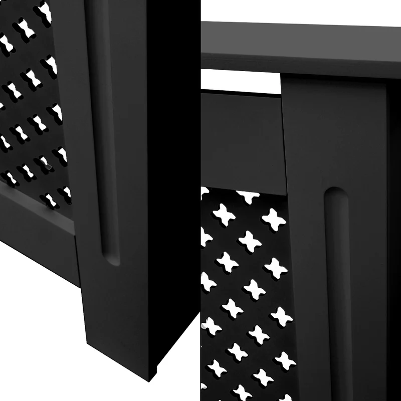 Heizkörperverkleidung 152x19x82 cm Raute Schwarz aus MDF