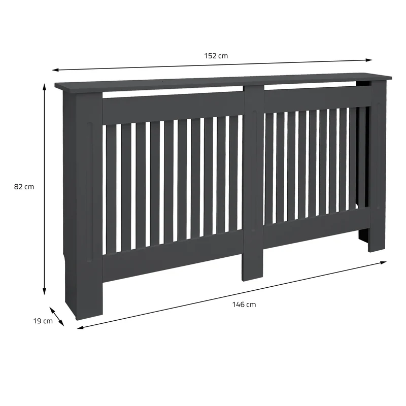 Heizkörperverkleidung 152x19x82 cm Landhaus Anthrazit aus MDF ML-Design