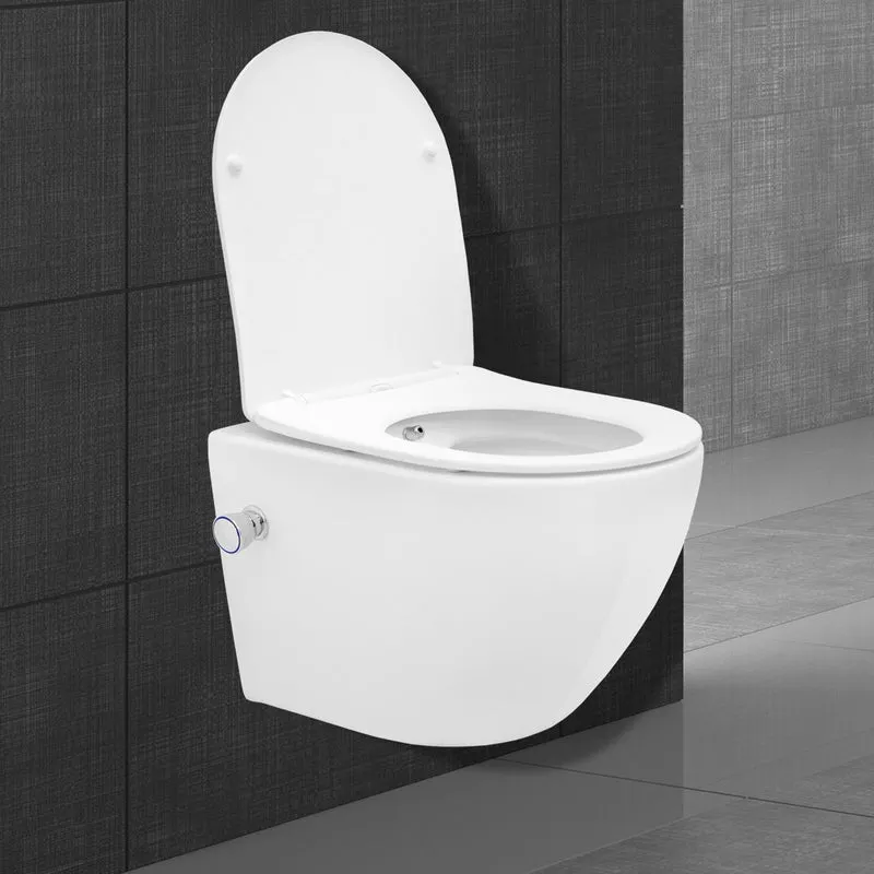 Wand-WC Hänge Toilette aus Keramik 55,5 cm lang Spülrandlos mit Softclose