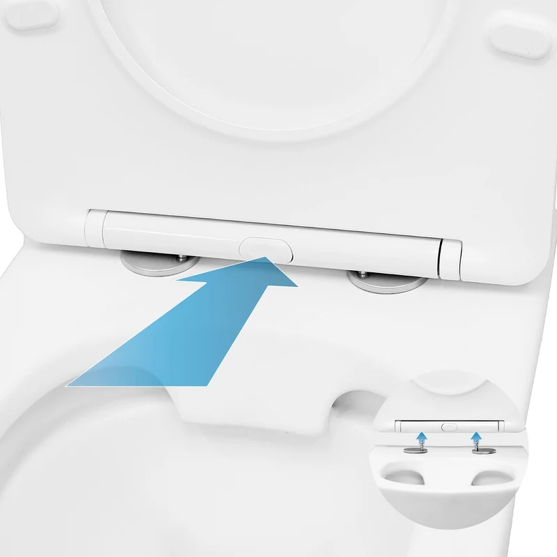 Wand-WC Hänge Toilette aus Keramik 49 cm lang Spülrandlos mit Softclose Luxebath