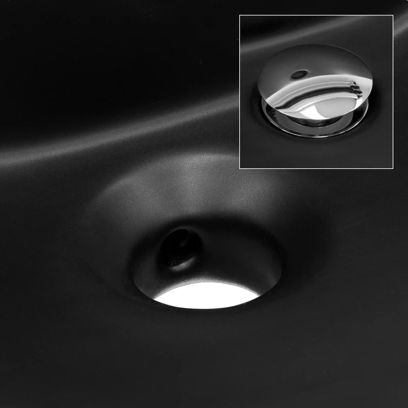 Waschbecken Rechteckig mit Überlauf 81x47x17,5 cm Schwarz matt aus Keramik ML-Design