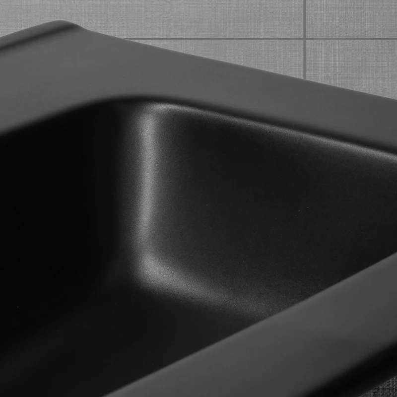 Waschbecken Rechteckig mit Überlauf 81x47x17,5 cm Schwarz matt aus Keramik ML-Design