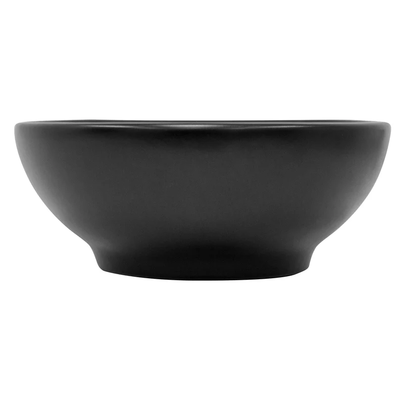 Waschbecken Rund mit Überlauf Ø 45,5x18,5 cm Schwarz matt aus Keramik ML-Design