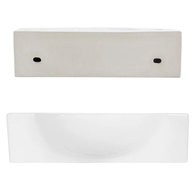 Waschbecken oval Hahnloch links 44,5x25,5x12 cm Weiß aus Keramik ML-Design