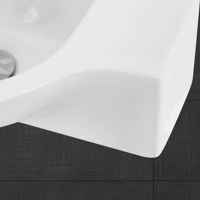 Waschbecken oval Hahnloch links 44,5x25,5x12 cm Weiß aus Keramik ML-Design