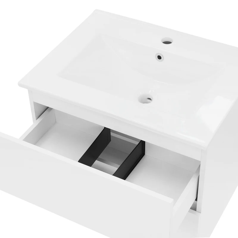 Badmöbel Badezimmermöbel Set 2-Teilig Unterschrank Waschbecken 61x53,5x46,5 cm in Weiß ML-Design