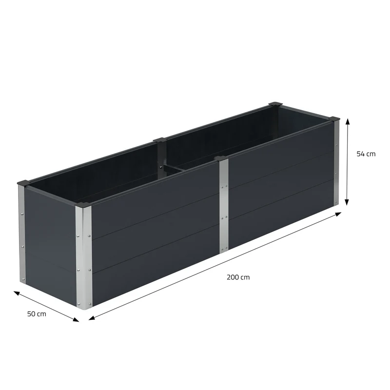 Hochbeet 200x50x54 cm Anthrazit aus WPC ML-Design
