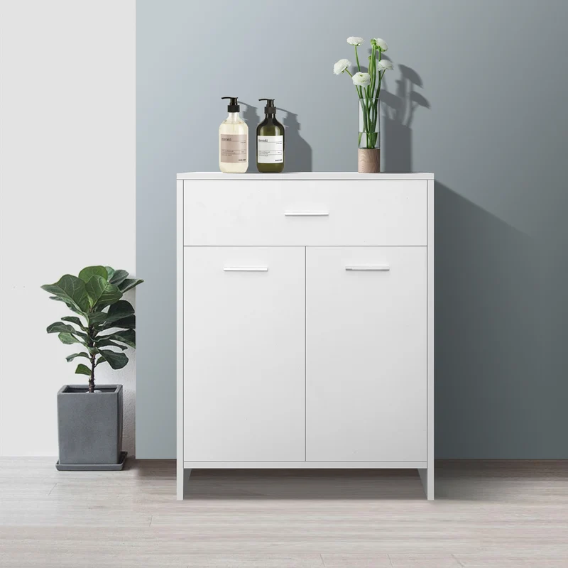 Badmöbel Badezimmermöbel Set 5-Teilig Spiegelschrank Hochschrank Unterschrank Midischrank Wäscheschrank in Weiß ML-Design