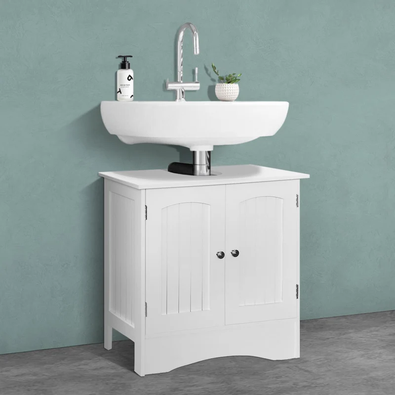 Badmöbel Set 3-Teilig Landhausstil Weiß aus Holz ML-Design
