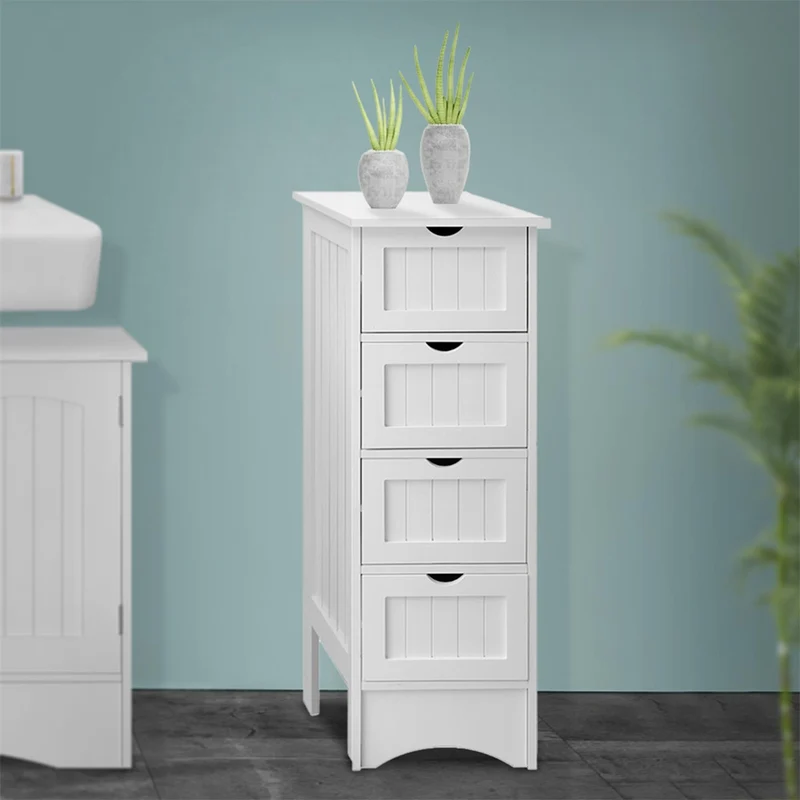 Badmöbel Set 4-Teilig Landhausstil Weiß aus Holz ML-Design