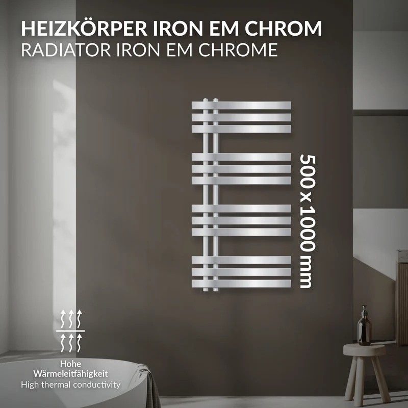 Design Badheizkörper Iron EM 500x1000 mm Chrom LuxeBath
