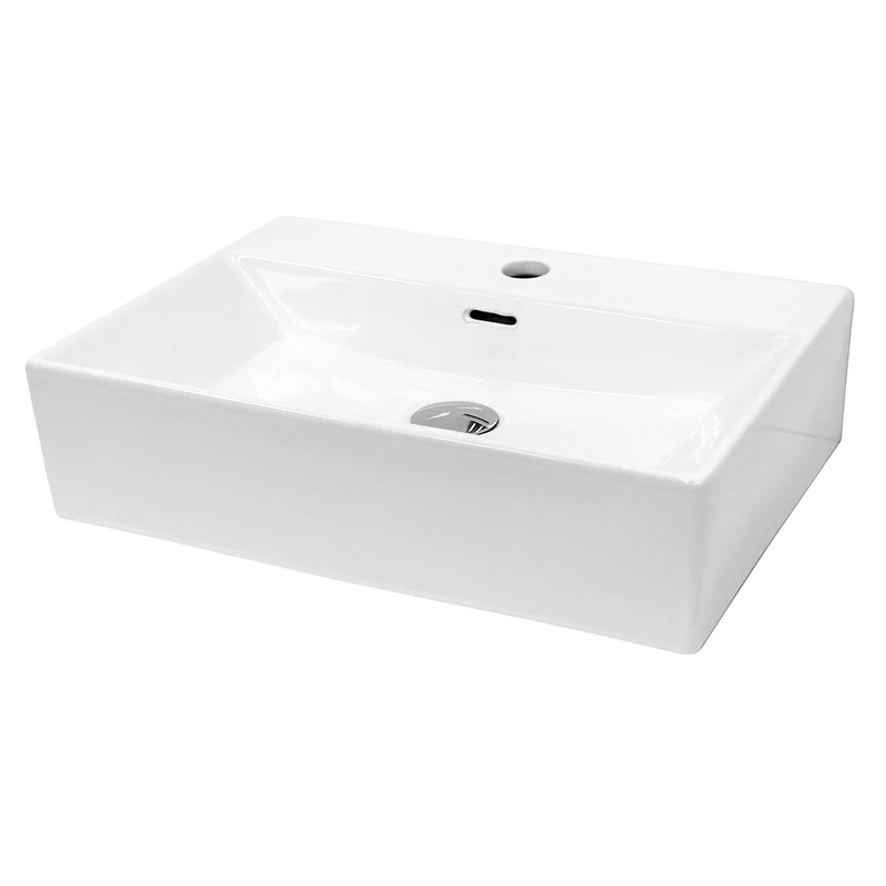 Waschbecken inkl. Ablaufgarnitur mit Überlauf 51,5x36x13 cm Weiß aus Keramik LuxeBath