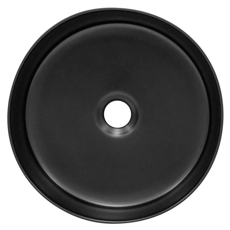 Waschbecken inkl. Ablaufgarnitur Schwarz ohne Überlauf Ø 36x12 cm Schwarz aus Keramik LuxeBath