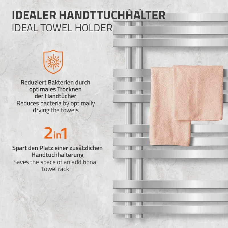Badheizkörper Elektrisch mit Heizstab 300W 500x1000 mm Chrome
