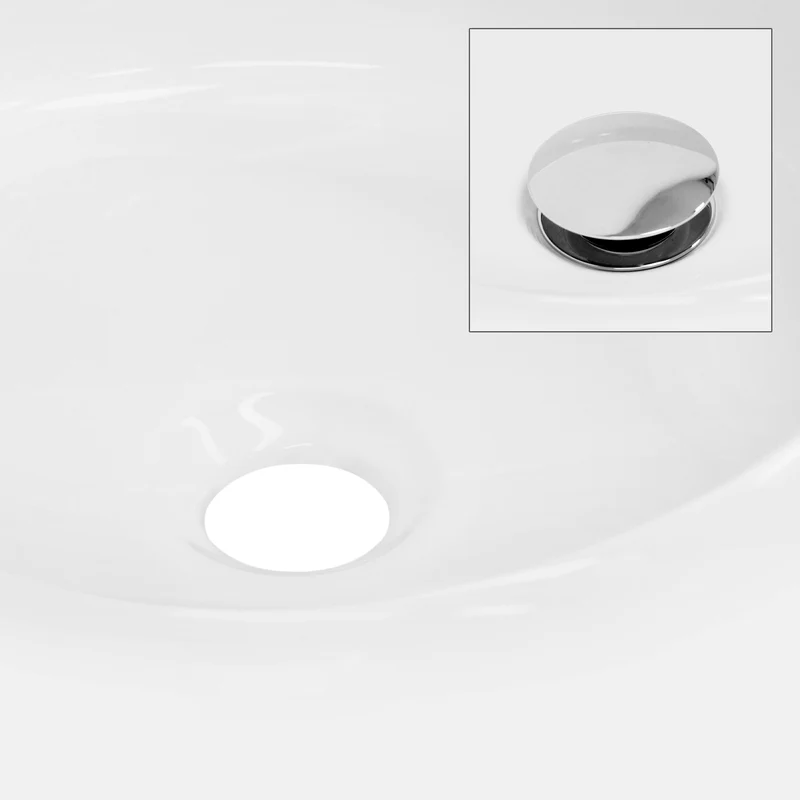 Waschbecken inkl. Ablaufgarnitur Silber ohne Überlauf Ø 28x11,6 cm Weiß aus Keramik LuxeBath