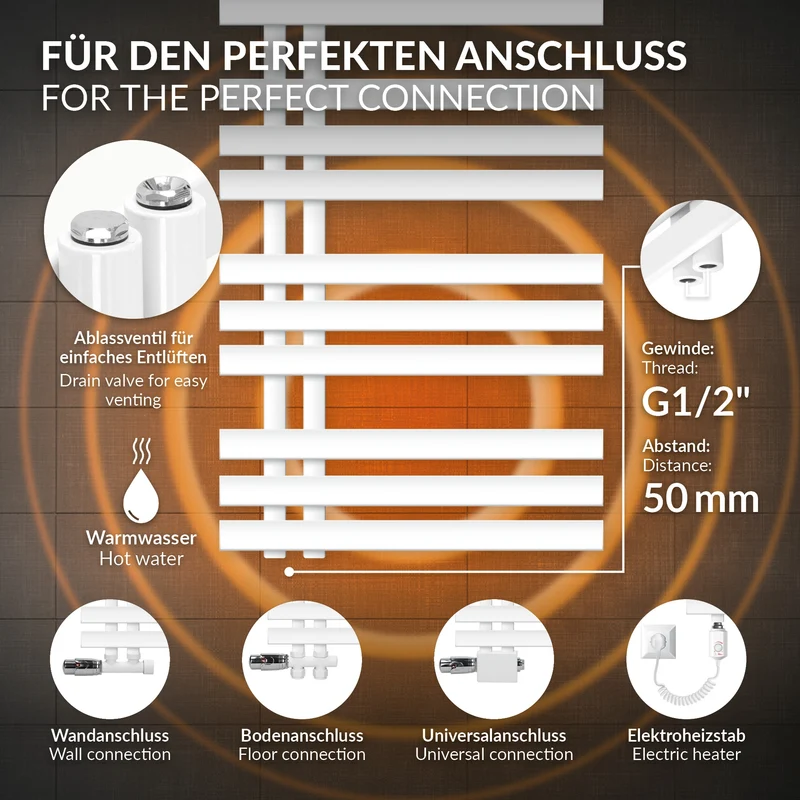 Design Badheizkörper Iron EM 500x1600 mm Weiß Luxe Bath