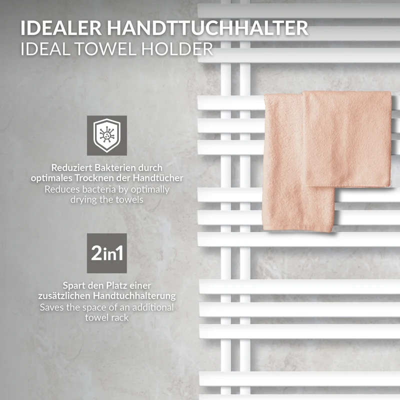 Design Badheizkörper Iron EM 500x1600 mm Weiß Luxe Bath