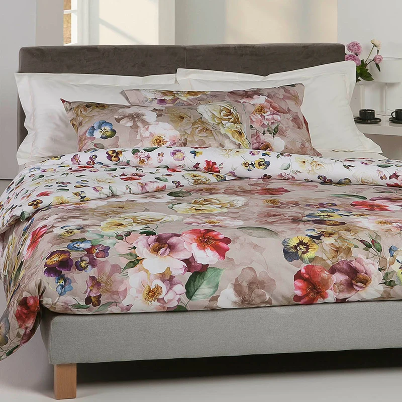 Copripiumino con federe bloom cascade Floreale in Percalle