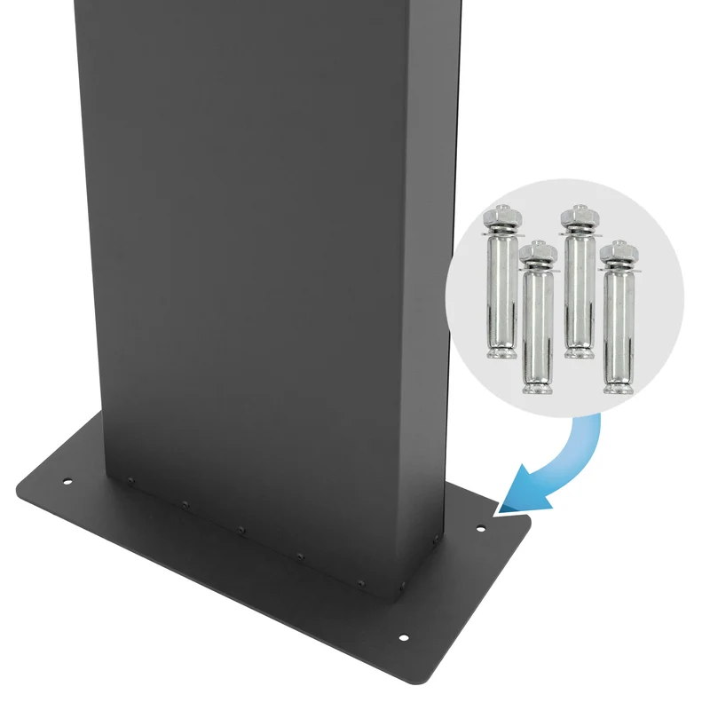 Standbriefkasten mit Zeitungsfach 37x37x11 cm Anthrazit/Weiß-Marmoroptik aus Stahl ML-Design, Modernes Horizontales Design, Standhöhe 170 cm Anthrazit