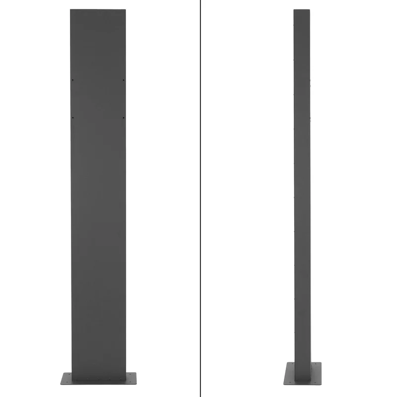 Standbriefkasten mit Zeitungsfach 37x36,5x11 cm Anthrazit/Schwarz-Marmoroptik aus Stahl ML-Design, Modernes Diagonales Design, Standhöhe 120/170 cm Anthrazit