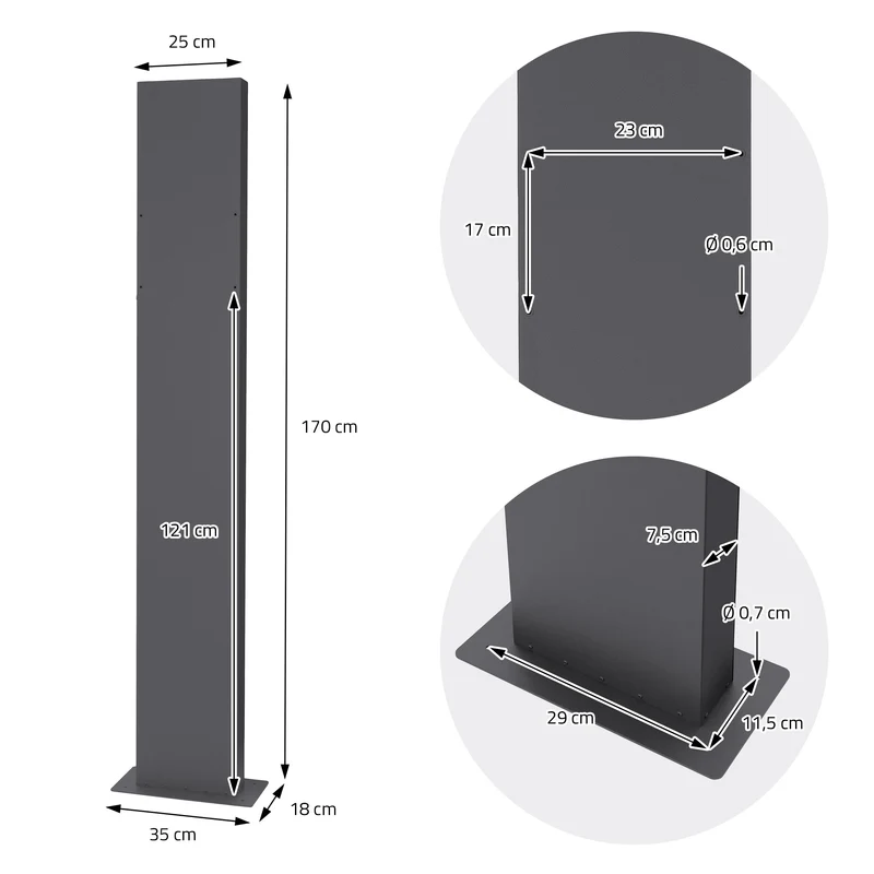 Standbriefkasten mit Zeitungsfach 37x36,5x10,5 cm Weiß aus Stahl