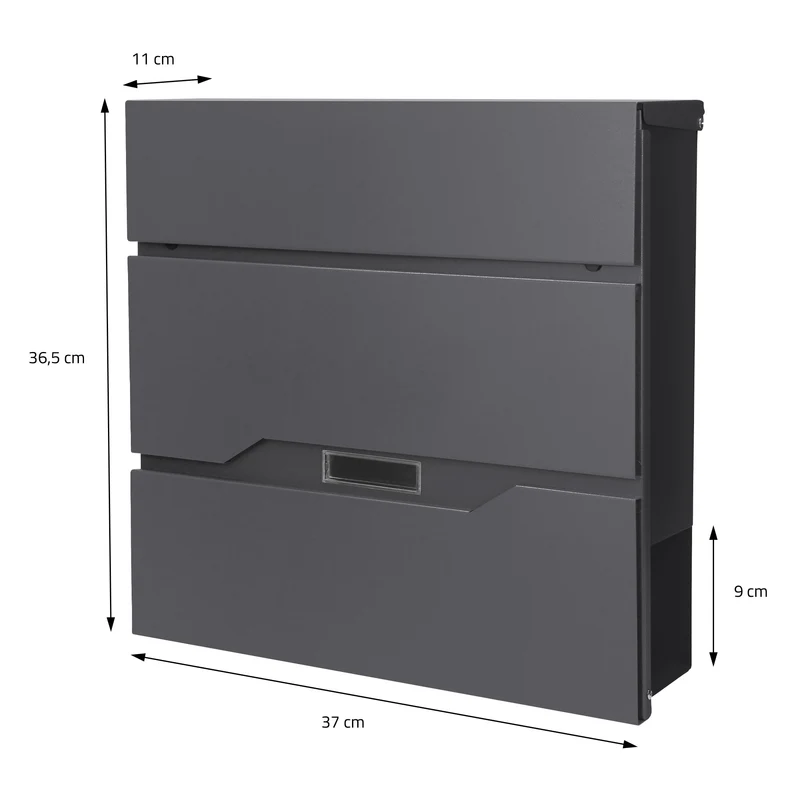 Standbriefkasten mit Zeitungsfach 37x11x36,5 cm Anthrazit aus Edelstahl ML-Design