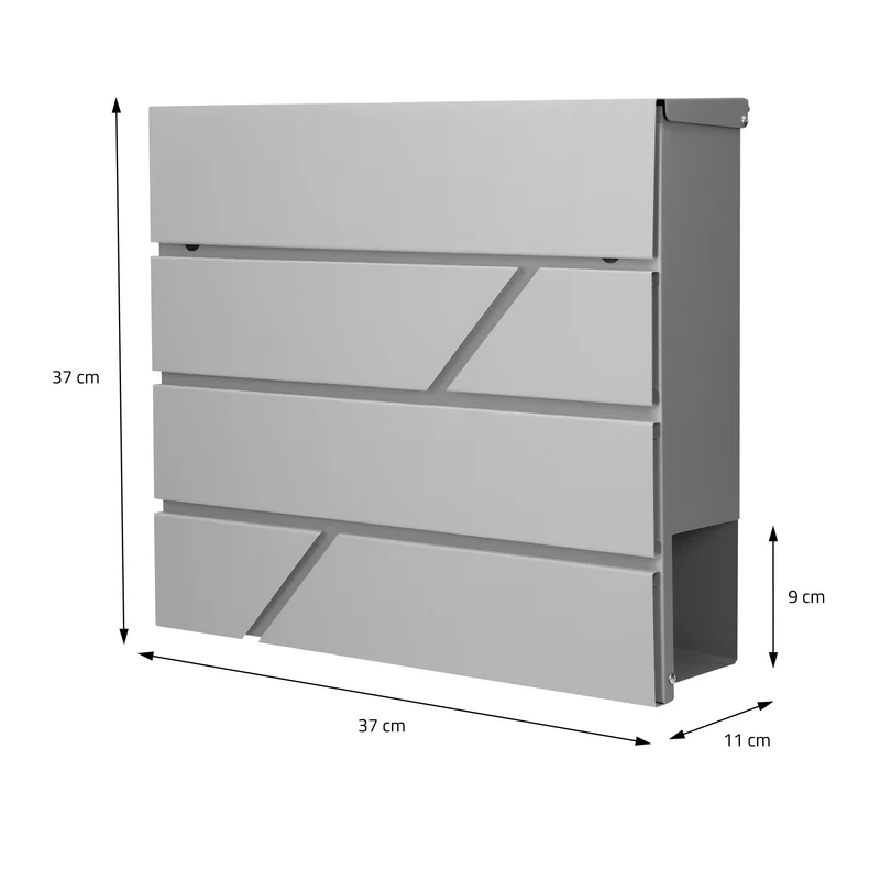Standbriefkasten mit Zeitungsfach 37x11x37 cm Hellgrau aus Edelstahl ML-Design