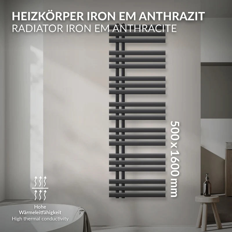 Badheizkörper Iron EM 500x1600 mm Anthrazit
