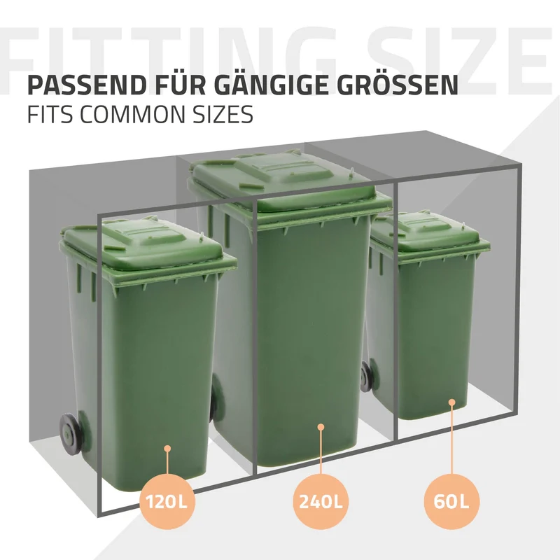 Mülltonnenbox 4er bis 240L 264x80x120 cm aus Stahl in Eichenoptik ML-Design