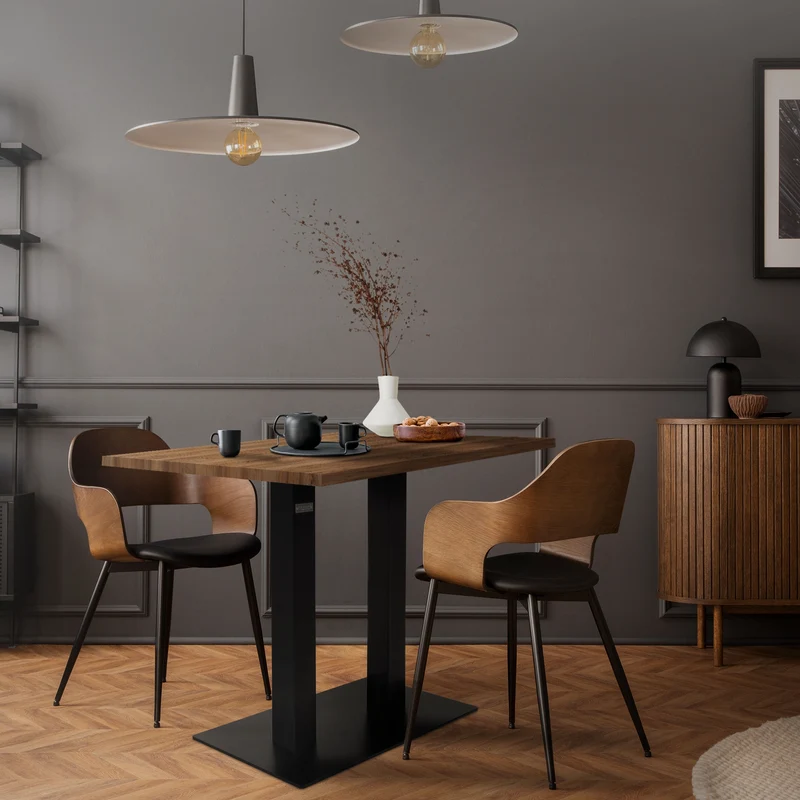 Tischgestell Doppel Schwarz Höhe 72cm Stahl pulverbeschichtet 70x43cm Bodenplatte ML-Design