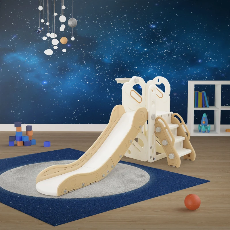Kinder Spielturm 3in1 mit Rutsche, Basketballkorb und Kletterwand Indoor/Outdoor ab 3 Jahren Joyz