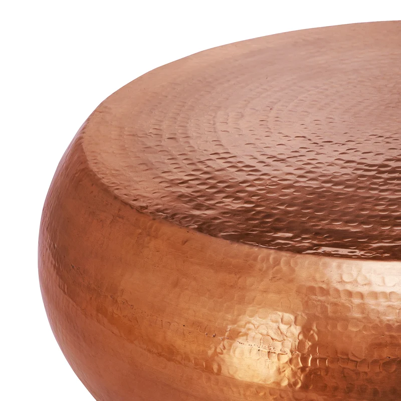 Couchtisch Ø 80x30 cm Kupfer aus Aluminium-Legierung in Hammerschlag-Technik WOMO-Design