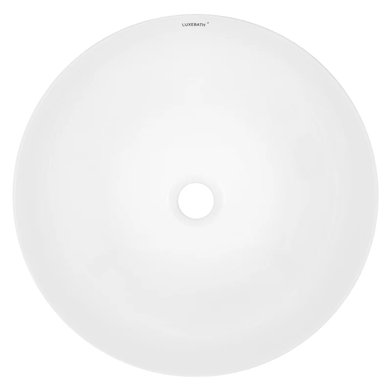 Waschbecken inkl. Ablaufgarnitur Silber ohne Überlauf Ø 40x13,5 cm Weiß aus Keramik LuxeBath