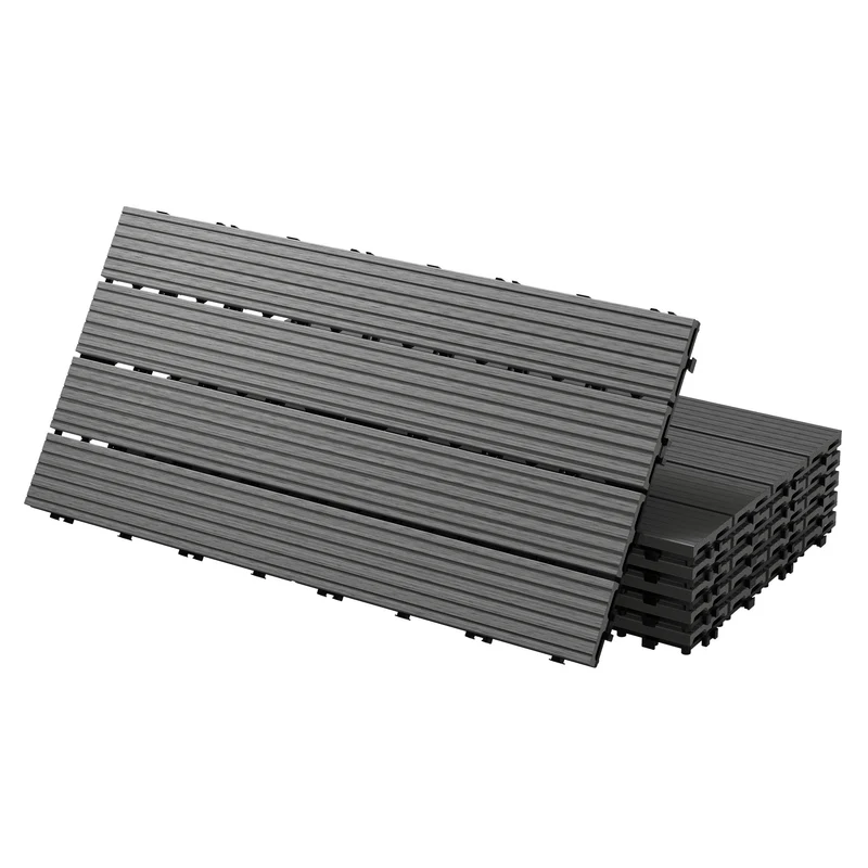 Terrassenfliesen 60x30 cm 6er Set für 1m² Anthrazit aus WPC