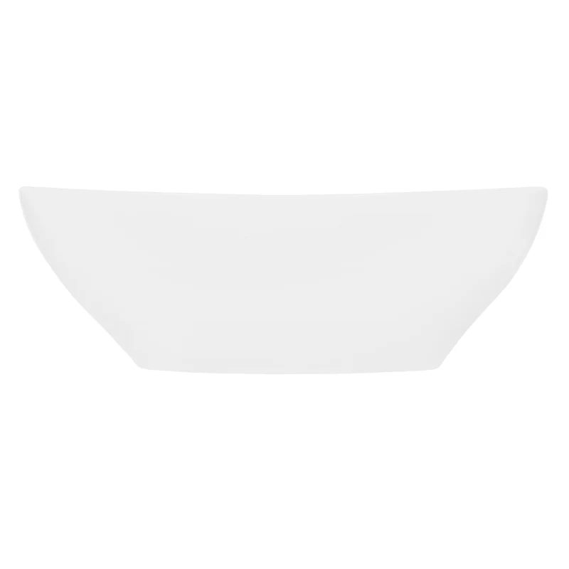Waschbecken inkl. Ablaufgarnitur Silber ohne Überlauf 41x33x14,2 cm Weiß aus Keramik LuxeBath