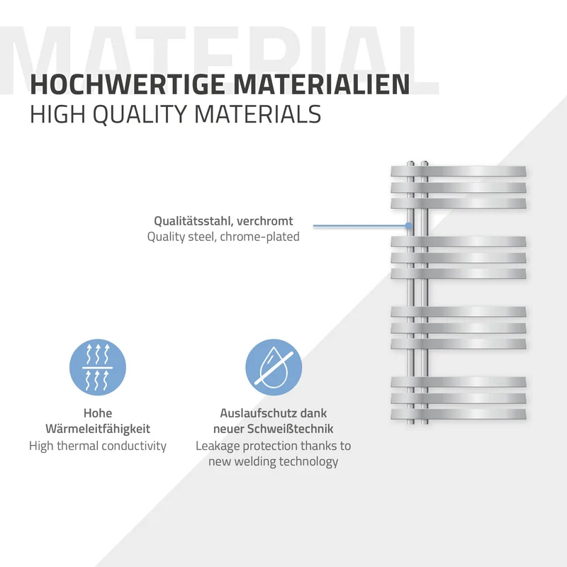 Elektrischer Designheizkörper mit Heizstab 600W 500x1000 mm Chrome
