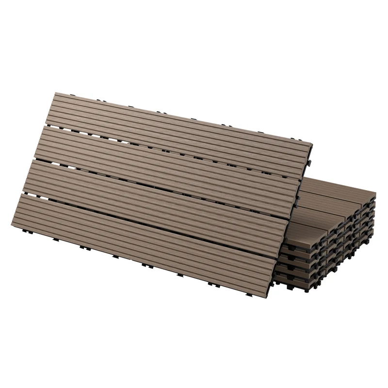Terrassenfliesen 60x30 cm 6er Set für 1m² Dunkelbraun aus WPC