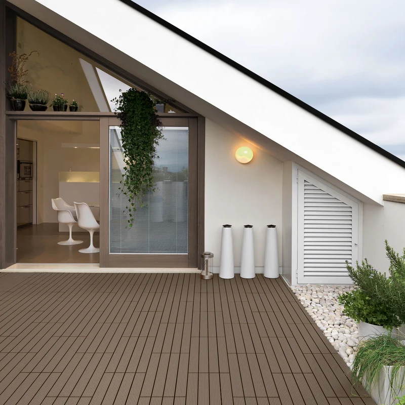 Terrassenfliesen 60x30 cm 6er Set für 1m² Dunkelbraun aus WPC